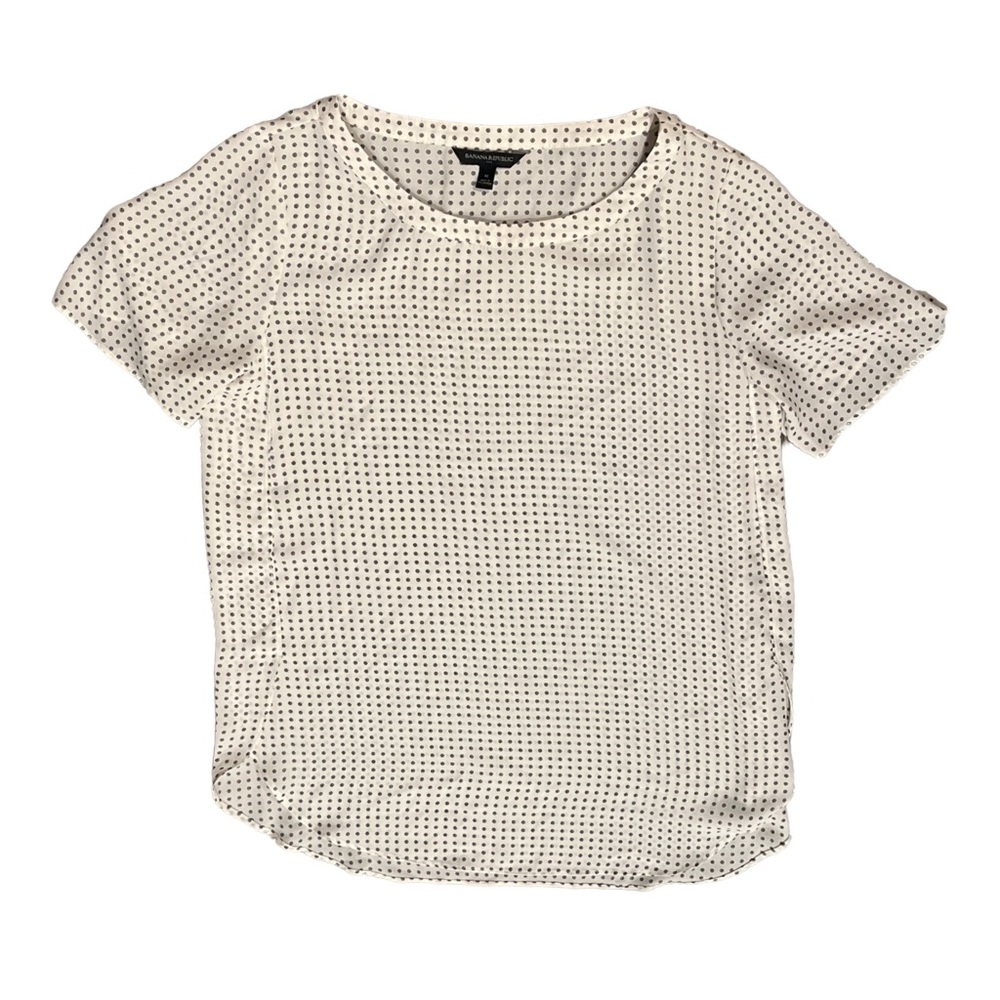 Banana Republic white and black polka dot blouse SZ M